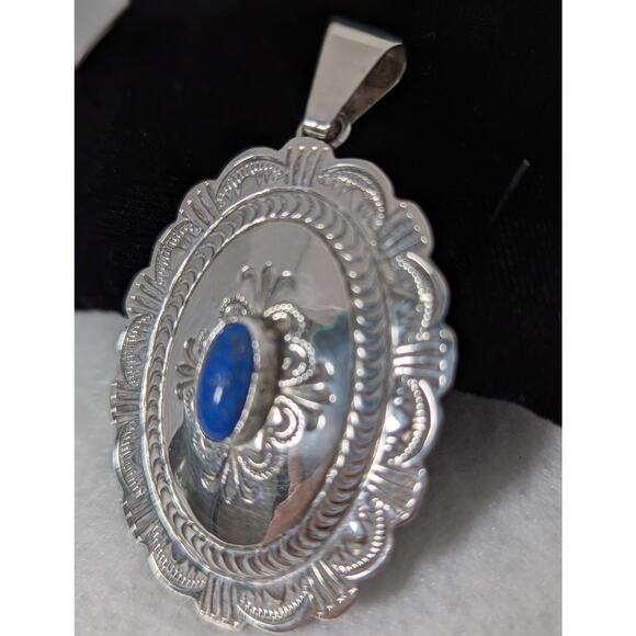 Silver and Blue Pendant Necklace - Picture 1 of 9
